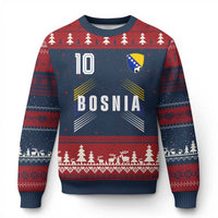 Bosnia Herzegovina Soccer Sports Graphic Number 10 Jersey Style Ugly Christmas Sweater Proud Bosnian Football Fans Game Day Pride