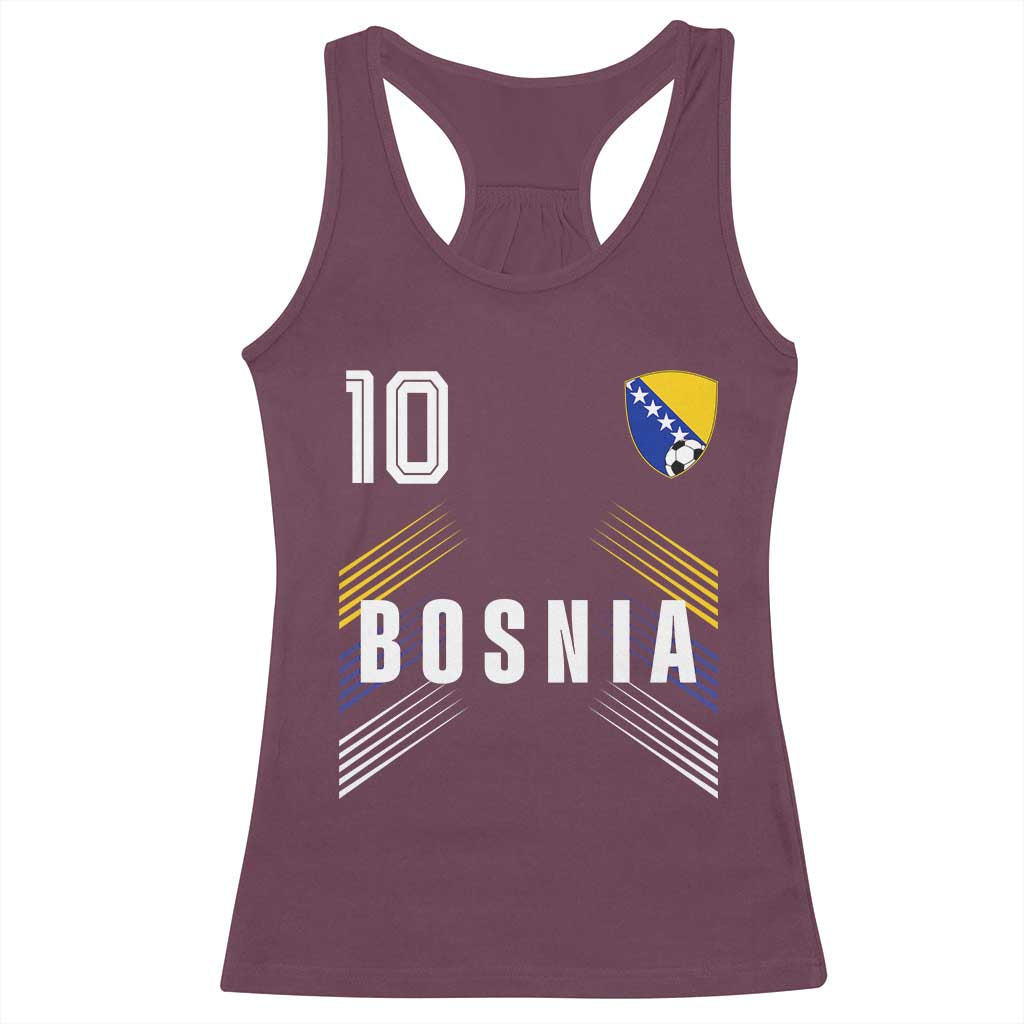 Bosnia Herzegovina Soccer Sports Graphic Number 10 Jersey Style Racerback Tank Top Proud Bosnian Football Fans Game Day Pride