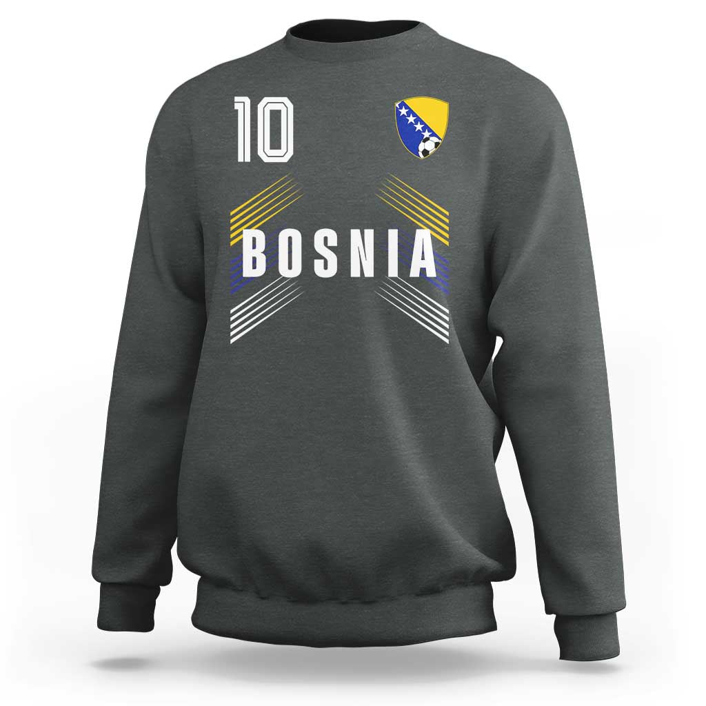 Bosnia Herzegovina Soccer Sports Graphic Number 10 Jersey Style Sweatshirt Proud Bosnian Football Fans Game Day Pride