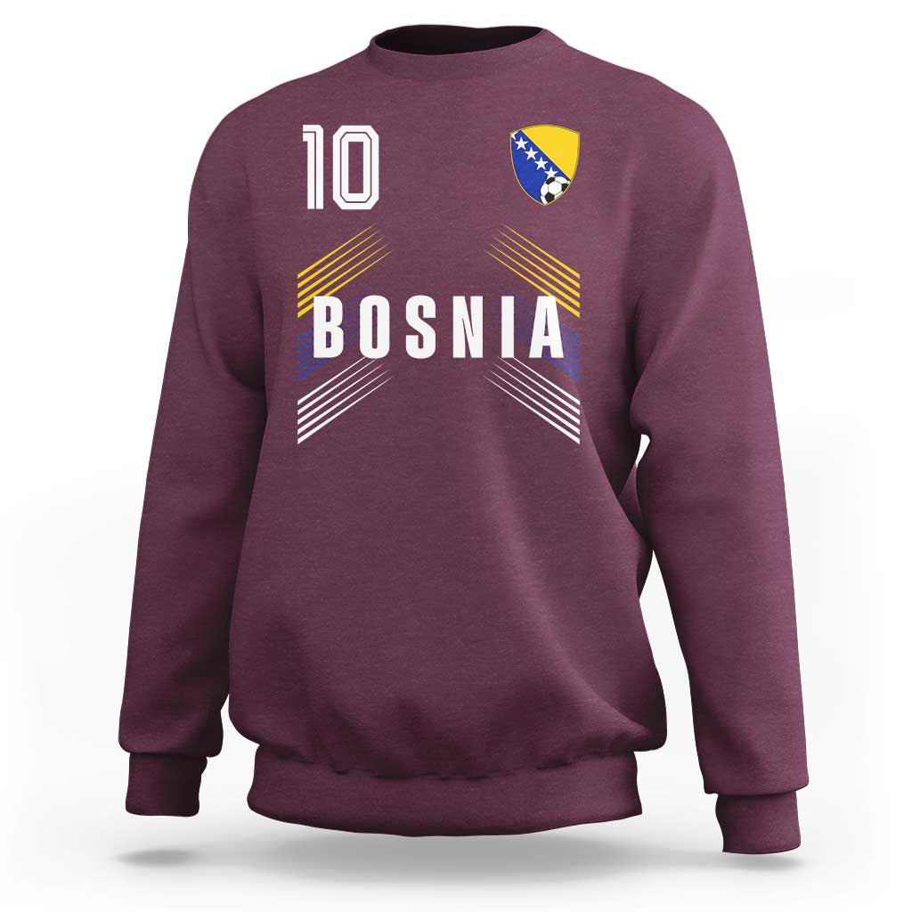 Bosnia Herzegovina Soccer Sports Graphic Number 10 Jersey Style Sweatshirt Proud Bosnian Football Fans Game Day Pride