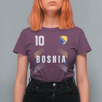 Bosnia Herzegovina Soccer Sports Graphic Number 10 Jersey Style T Shirt For Women Proud Bosnian Football Fans Game Day Pride