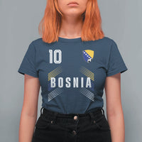 Bosnia Herzegovina Soccer Sports Graphic Number 10 Jersey Style T Shirt For Women Proud Bosnian Football Fans Game Day Pride