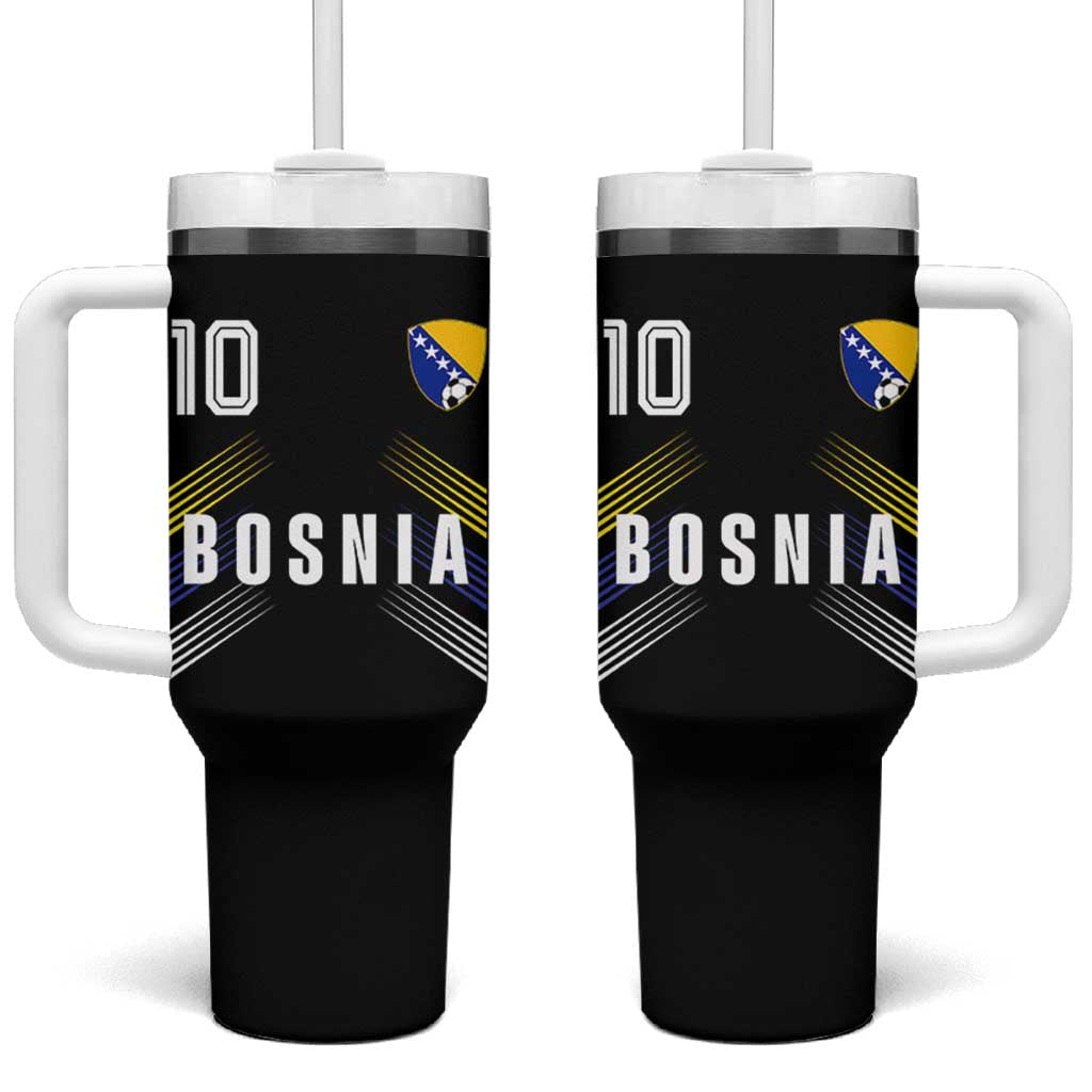Bosnia Herzegovina Soccer Sports Graphic Number 10 Jersey Style Tumbler With Handle Proud Bosnian Football Fans Game Day Pride