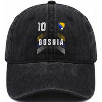 Bosnia Herzegovina Soccer Sports Graphic Number 10 Jersey Style Washed Cotton Baseball Cap Proud Bosnian Football Fans Game Day Pride