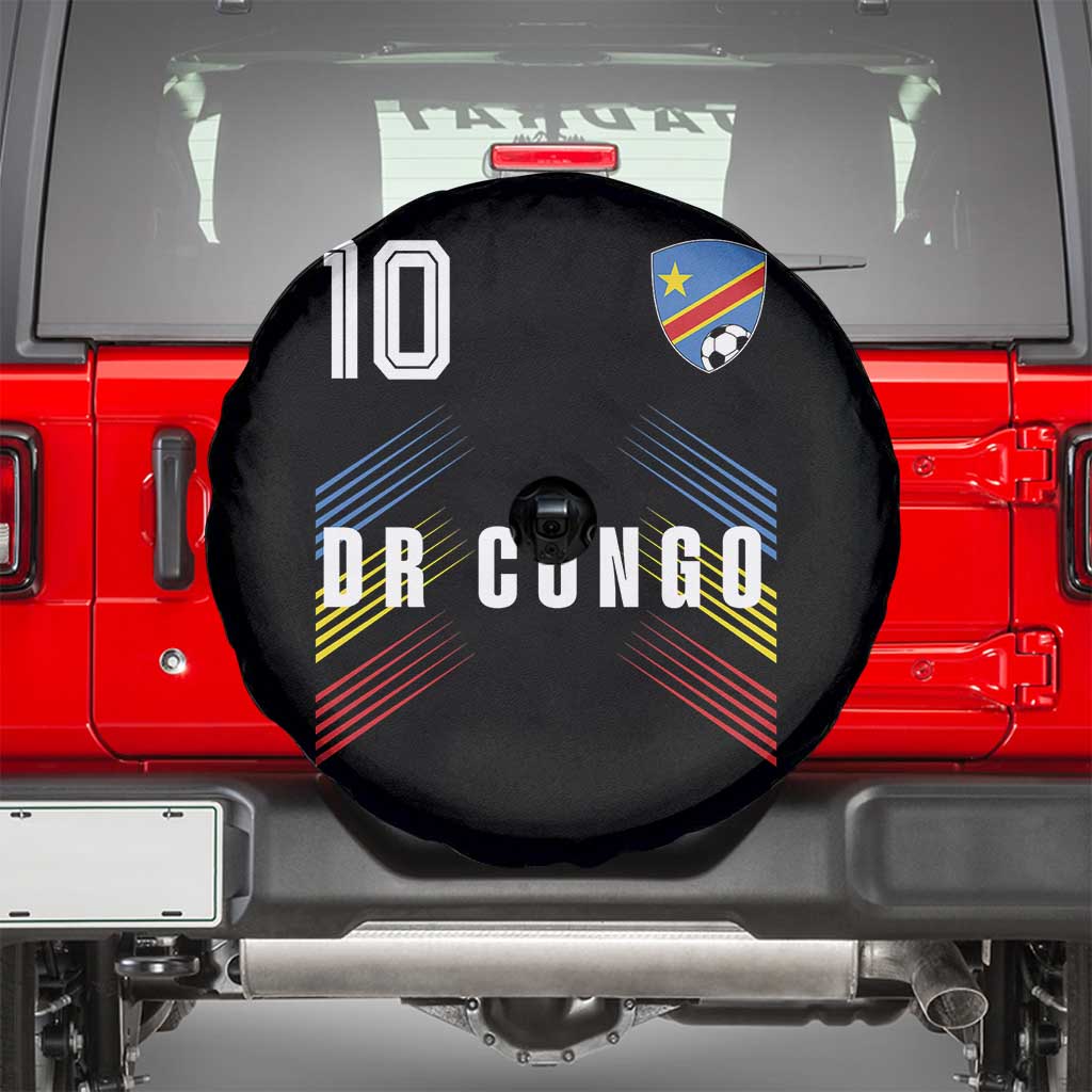DR Congo Soccer Sports Graphic Number 10 Jersey Style Spare Tire Cover Proud Congolese Football Fans Game Day Pride