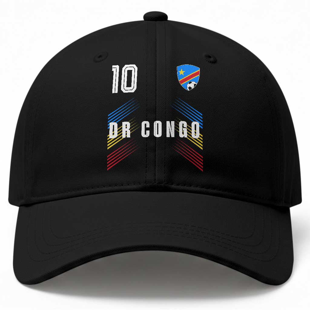 DR Congo Soccer Sports Graphic Number 10 Jersey Style Baseball Cap Proud Congolese Football Fans Game Day Pride