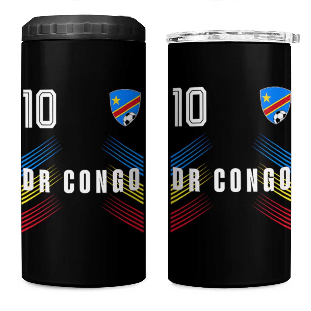 DR Congo Soccer Sports Graphic Number 10 Jersey Style 4 in 1 Can Cooler Tumbler Proud Congolese Football Fans Game Day Pride