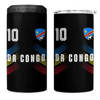 DR Congo Soccer Sports Graphic Number 10 Jersey Style 4 in 1 Can Cooler Tumbler Proud Congolese Football Fans Game Day Pride