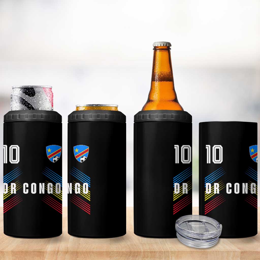 DR Congo Soccer Sports Graphic Number 10 Jersey Style 4 in 1 Can Cooler Tumbler Proud Congolese Football Fans Game Day Pride