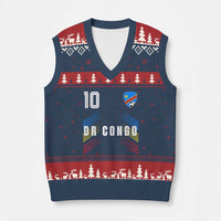 DR Congo Soccer Sports Graphic Number 10 Jersey Style V-Neck Knit Sweater Vest Proud Congolese Football Fans Game Day Pride