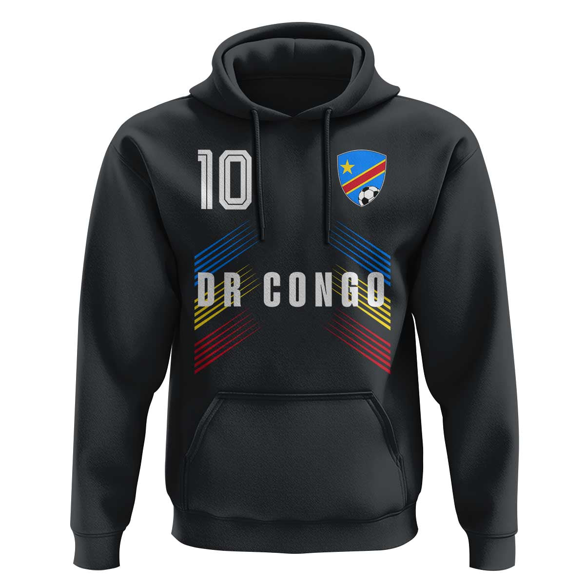 DR Congo Soccer Sports Graphic Number 10 Jersey Style Hoodie Proud Congolese Football Fans Game Day Pride