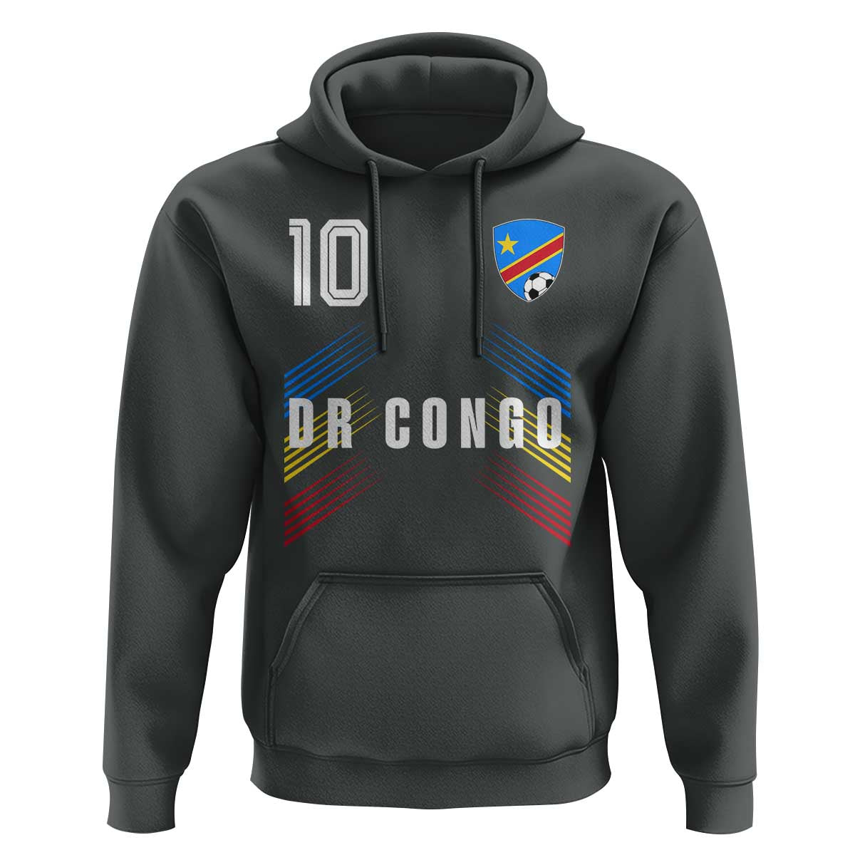 DR Congo Soccer Sports Graphic Number 10 Jersey Style Hoodie Proud Congolese Football Fans Game Day Pride