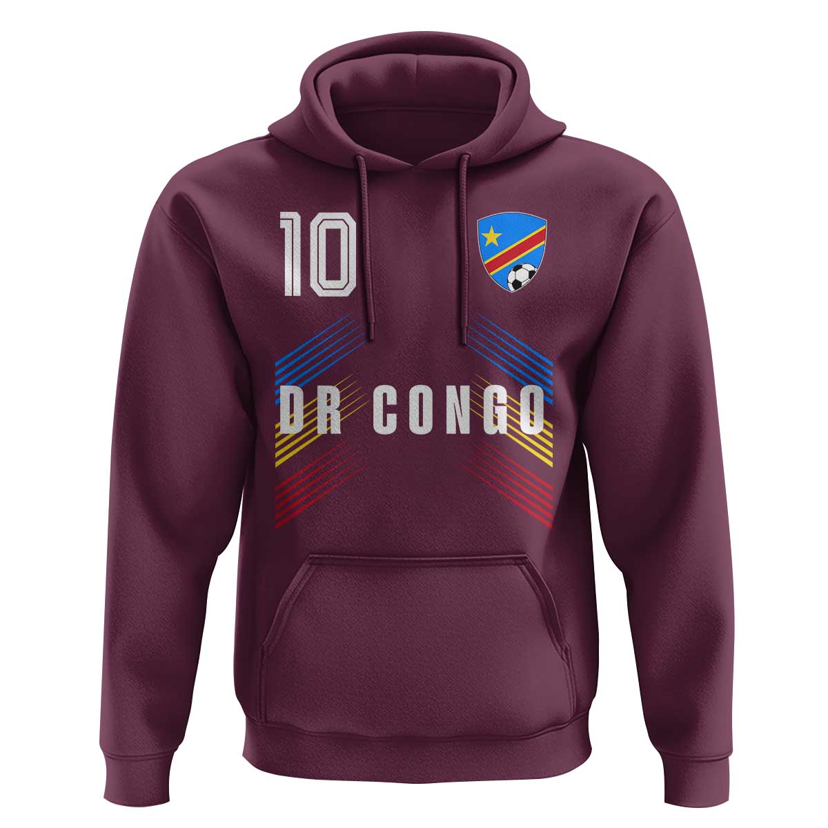 DR Congo Soccer Sports Graphic Number 10 Jersey Style Hoodie Proud Congolese Football Fans Game Day Pride