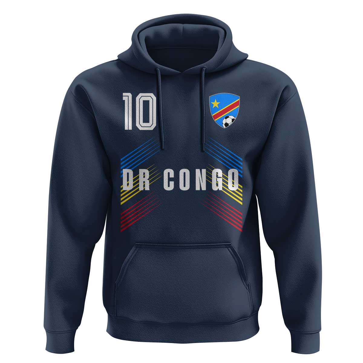 DR Congo Soccer Sports Graphic Number 10 Jersey Style Hoodie Proud Congolese Football Fans Game Day Pride