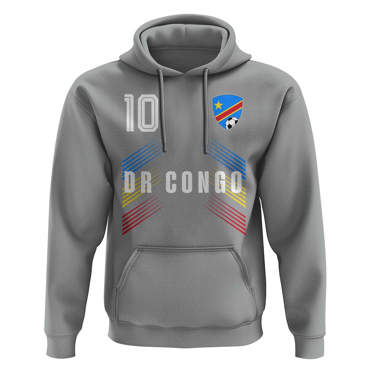 DR Congo Soccer Sports Graphic Number 10 Jersey Style Hoodie Proud Congolese Football Fans Game Day Pride