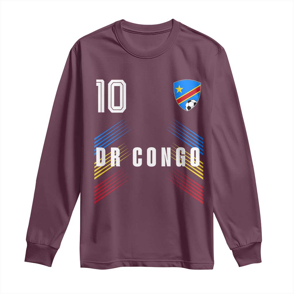 DR Congo Soccer Sports Graphic Number 10 Jersey Style Long Sleeve Shirt Proud Congolese Football Fans Game Day Pride