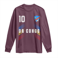 DR Congo Soccer Sports Graphic Number 10 Jersey Style Long Sleeve Shirt Proud Congolese Football Fans Game Day Pride
