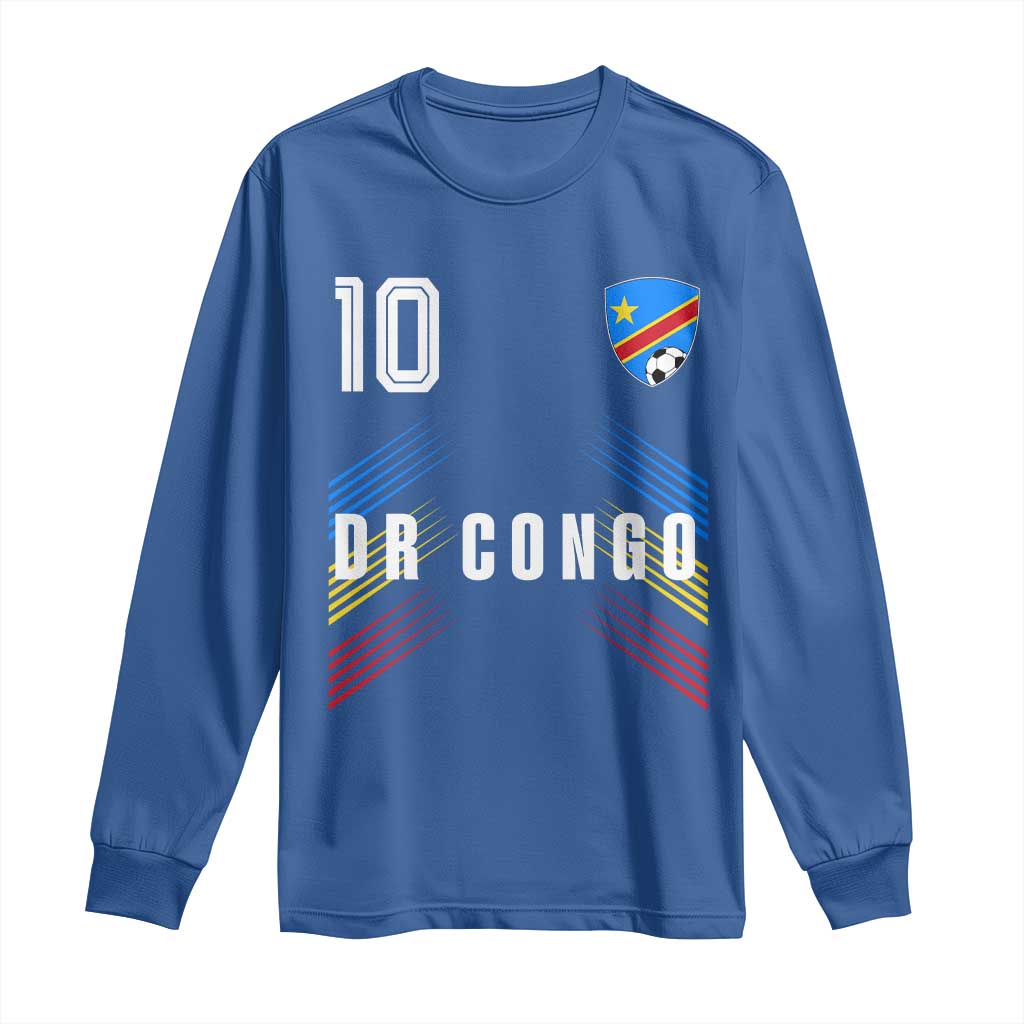 DR Congo Soccer Sports Graphic Number 10 Jersey Style Long Sleeve Shirt Proud Congolese Football Fans Game Day Pride