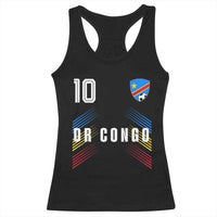 DR Congo Soccer Sports Graphic Number 10 Jersey Style Racerback Tank Top Proud Congolese Football Fans Game Day Pride