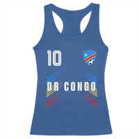 DR Congo Soccer Sports Graphic Number 10 Jersey Style Racerback Tank Top Proud Congolese Football Fans Game Day Pride