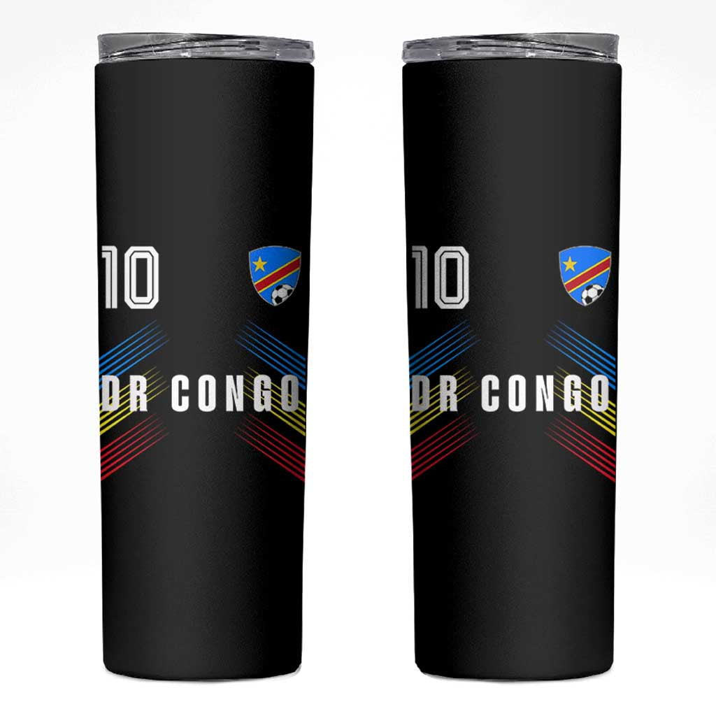DR Congo Soccer Sports Graphic Number 10 Jersey Style Skinny Tumbler Proud Congolese Football Fans Game Day Pride