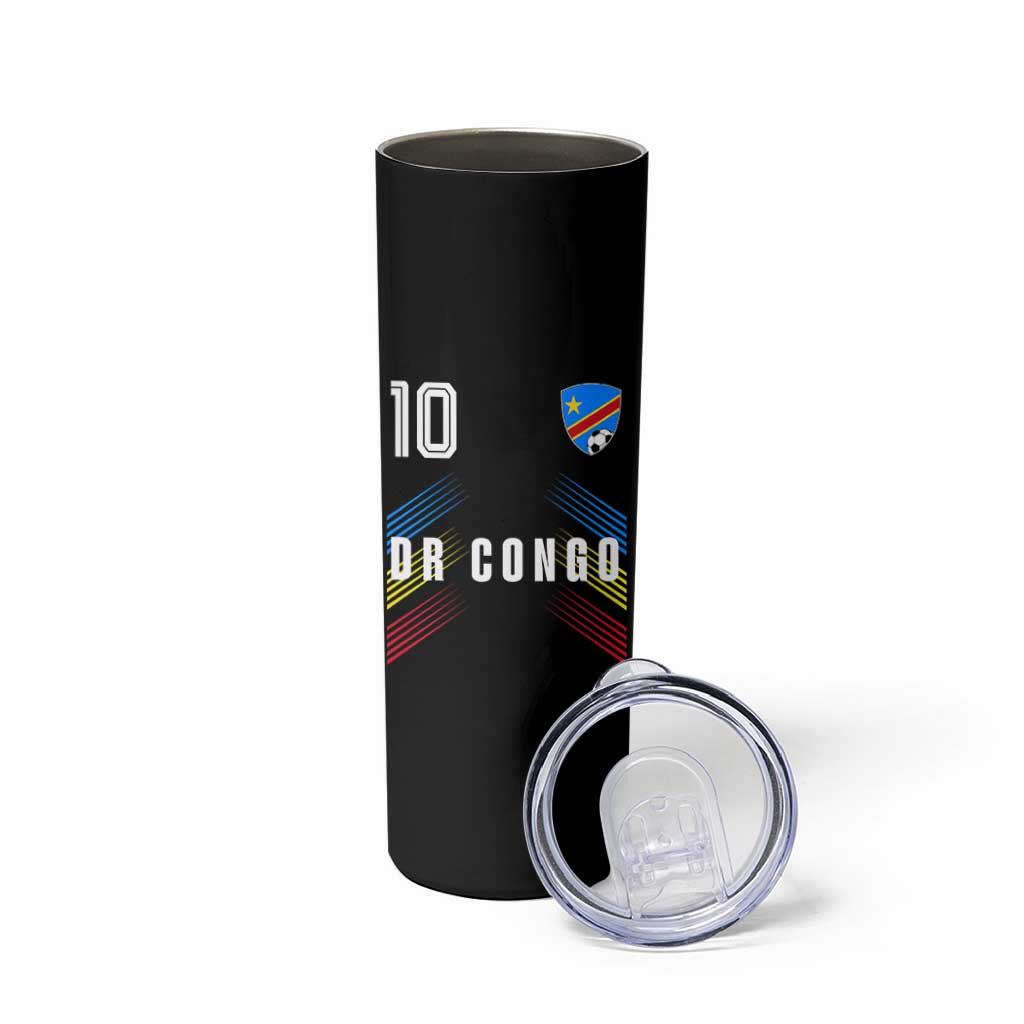 DR Congo Soccer Sports Graphic Number 10 Jersey Style Skinny Tumbler Proud Congolese Football Fans Game Day Pride