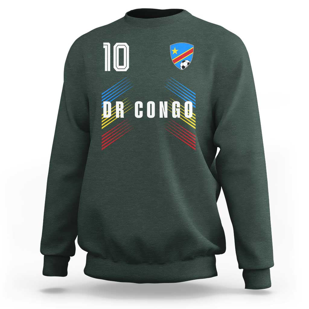 DR Congo Soccer Sports Graphic Number 10 Jersey Style Sweatshirt Proud Congolese Football Fans Game Day Pride