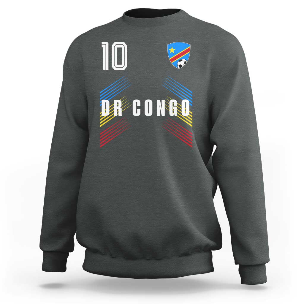DR Congo Soccer Sports Graphic Number 10 Jersey Style Sweatshirt Proud Congolese Football Fans Game Day Pride