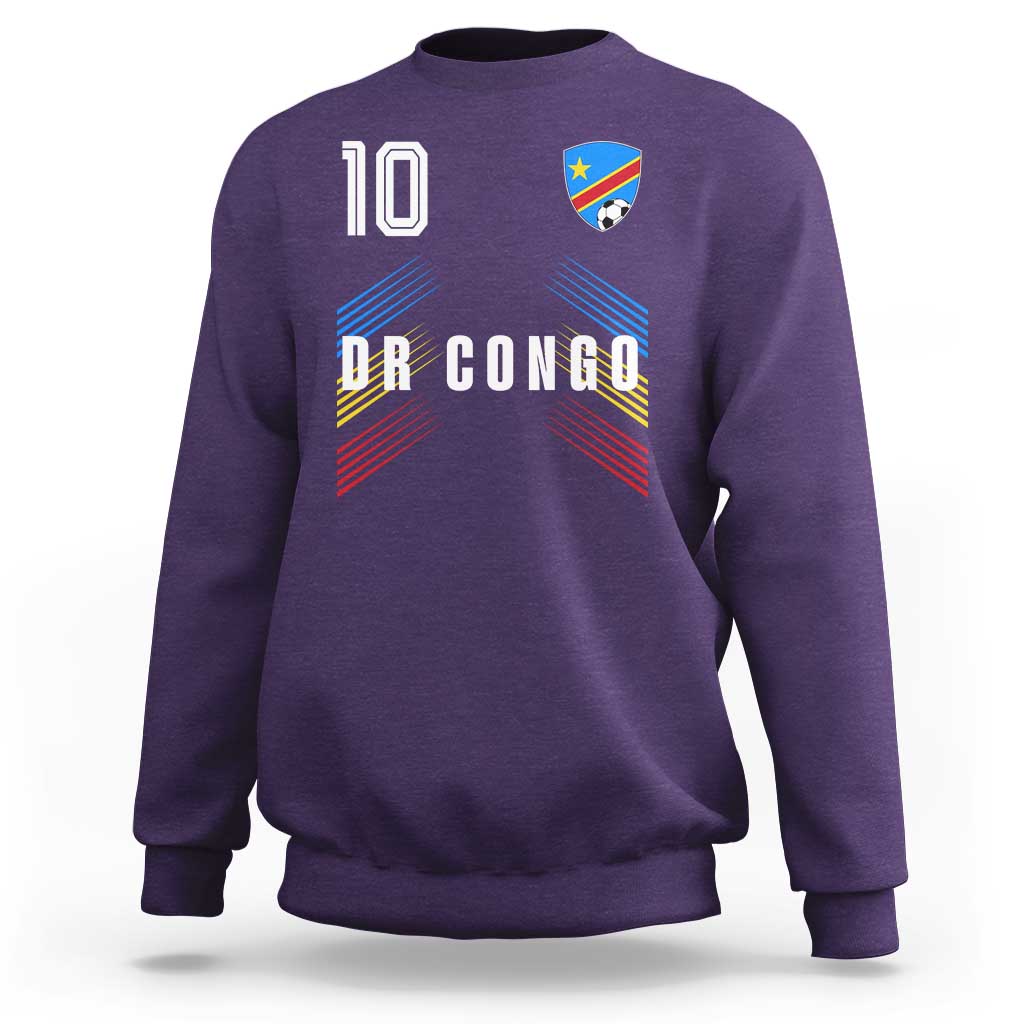 DR Congo Soccer Sports Graphic Number 10 Jersey Style Sweatshirt Proud Congolese Football Fans Game Day Pride