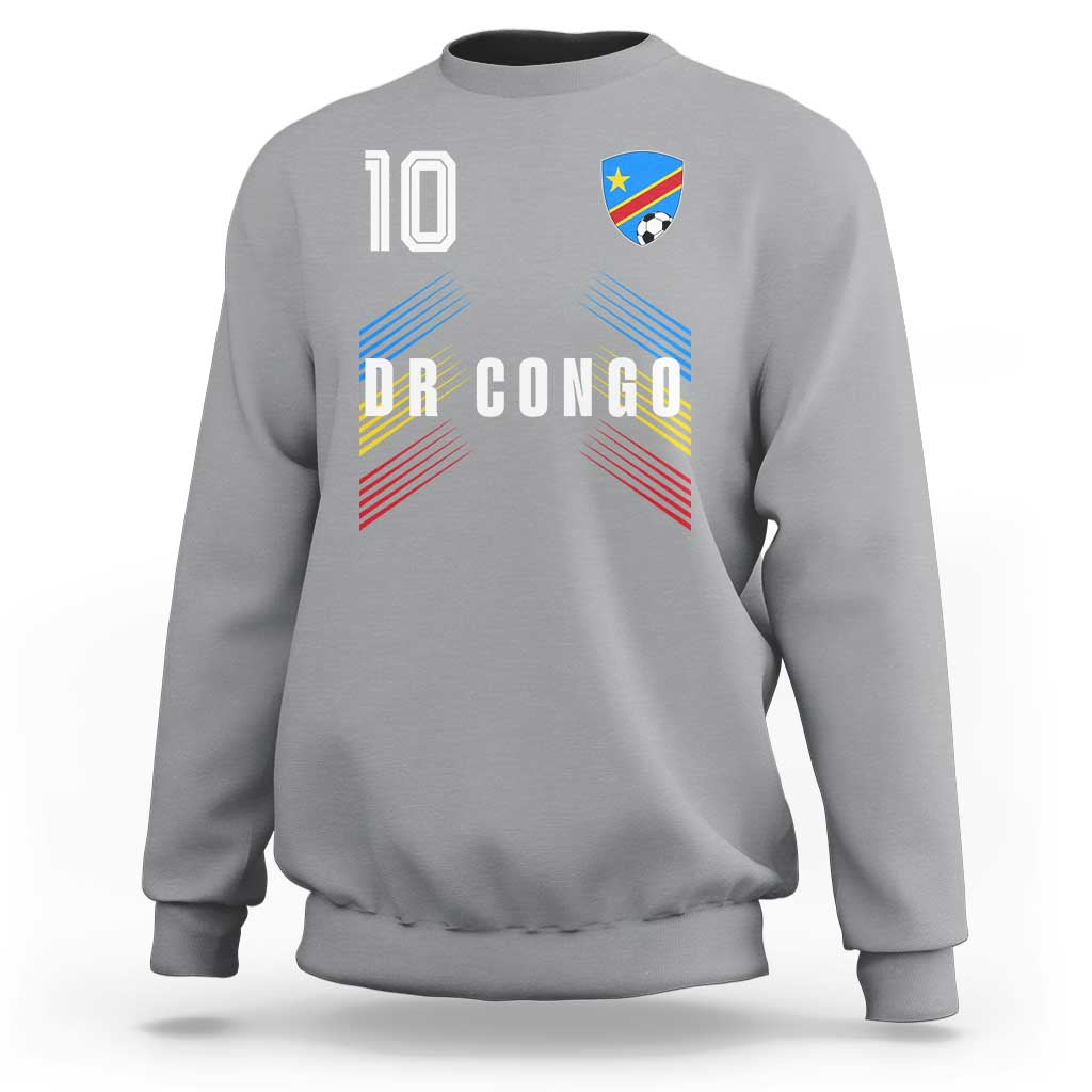 DR Congo Soccer Sports Graphic Number 10 Jersey Style Sweatshirt Proud Congolese Football Fans Game Day Pride