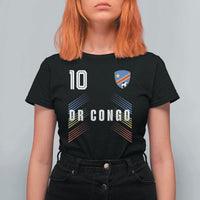 DR Congo Soccer Sports Graphic Number 10 Jersey Style T Shirt For Women Proud Congolese Football Fans Game Day Pride