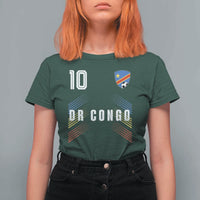 DR Congo Soccer Sports Graphic Number 10 Jersey Style T Shirt For Women Proud Congolese Football Fans Game Day Pride