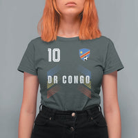 DR Congo Soccer Sports Graphic Number 10 Jersey Style T Shirt For Women Proud Congolese Football Fans Game Day Pride