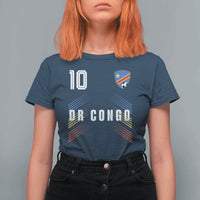DR Congo Soccer Sports Graphic Number 10 Jersey Style T Shirt For Women Proud Congolese Football Fans Game Day Pride