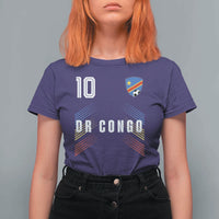 DR Congo Soccer Sports Graphic Number 10 Jersey Style T Shirt For Women Proud Congolese Football Fans Game Day Pride