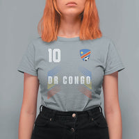 DR Congo Soccer Sports Graphic Number 10 Jersey Style T Shirt For Women Proud Congolese Football Fans Game Day Pride