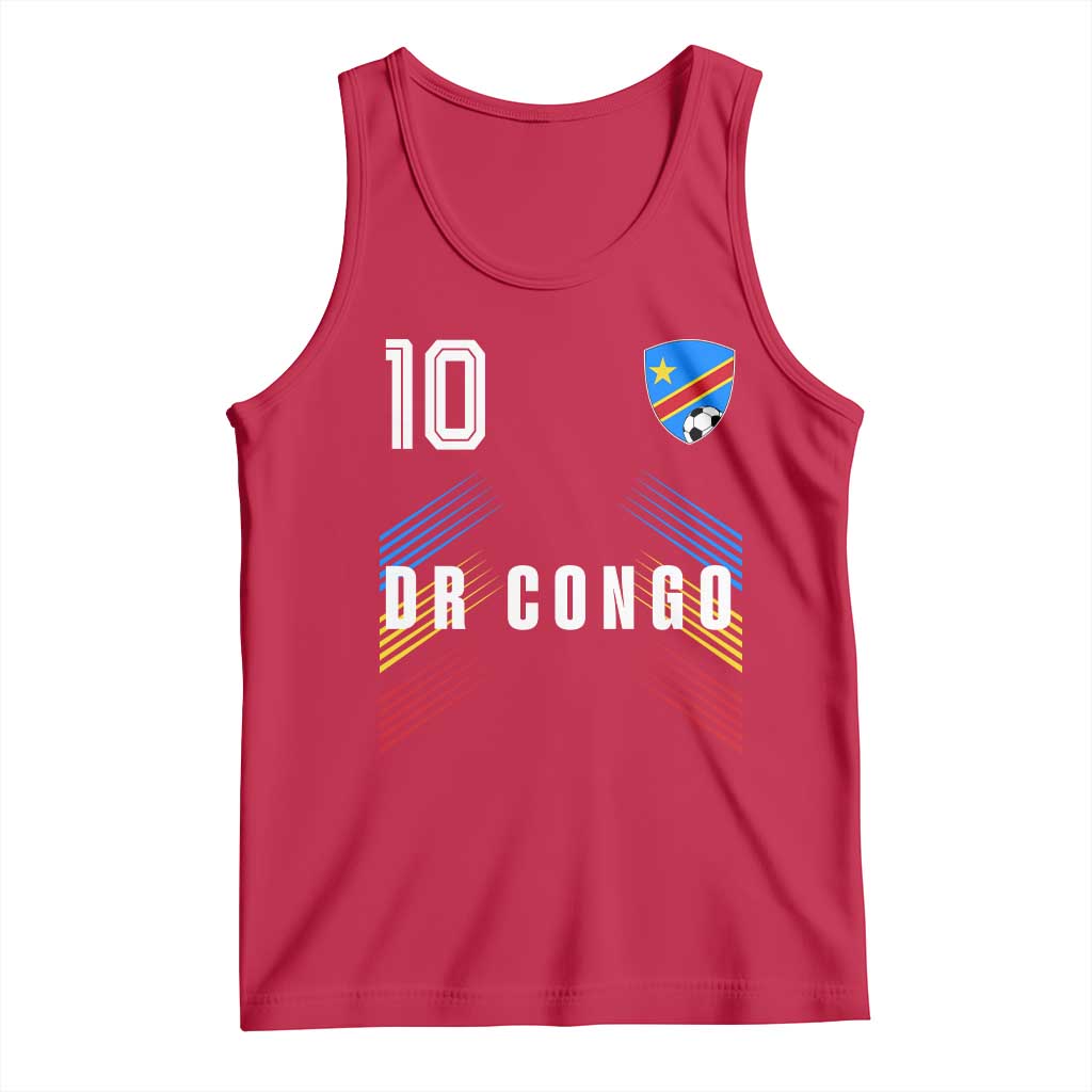 DR Congo Soccer Sports Graphic Number 10 Jersey Style Tank Top Proud Congolese Football Fans Game Day Pride