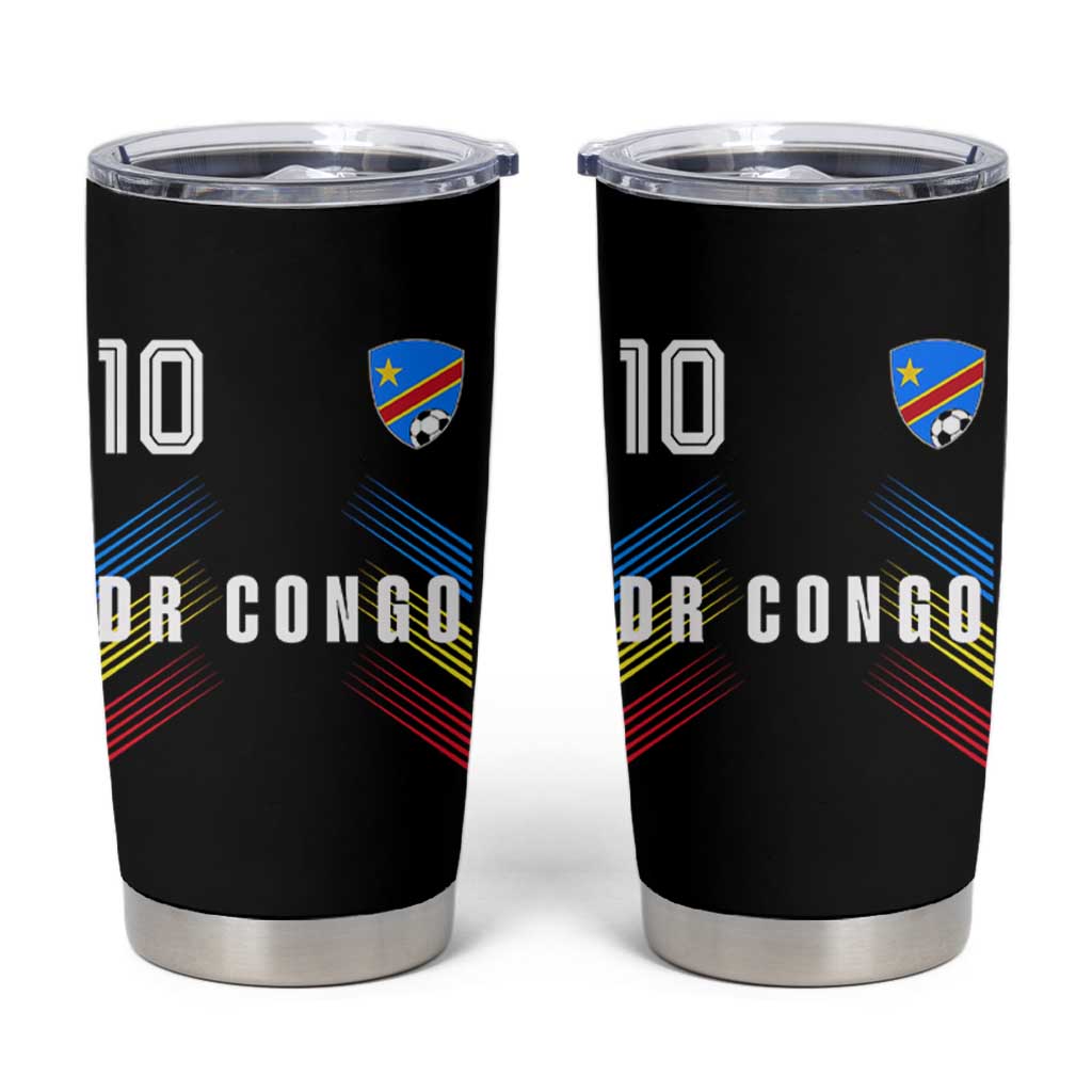 DR Congo Soccer Sports Graphic Number 10 Jersey Style Tumbler Cup Proud Congolese Football Fans Game Day Pride