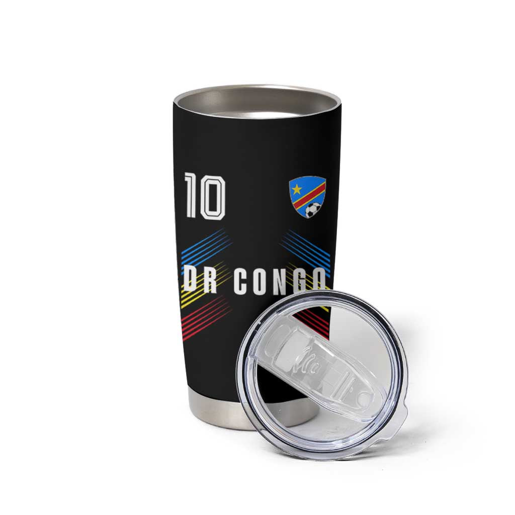 DR Congo Soccer Sports Graphic Number 10 Jersey Style Tumbler Cup Proud Congolese Football Fans Game Day Pride