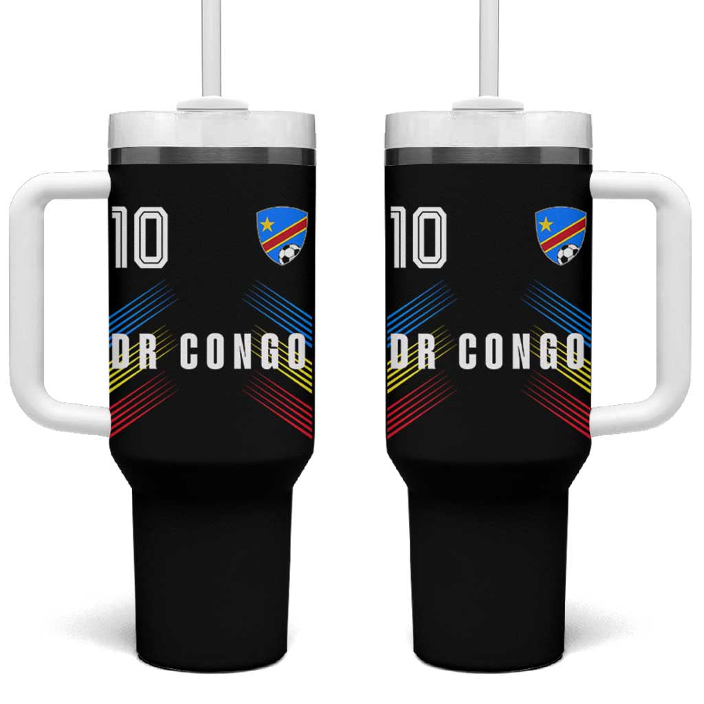 DR Congo Soccer Sports Graphic Number 10 Jersey Style Tumbler With Handle Proud Congolese Football Fans Game Day Pride