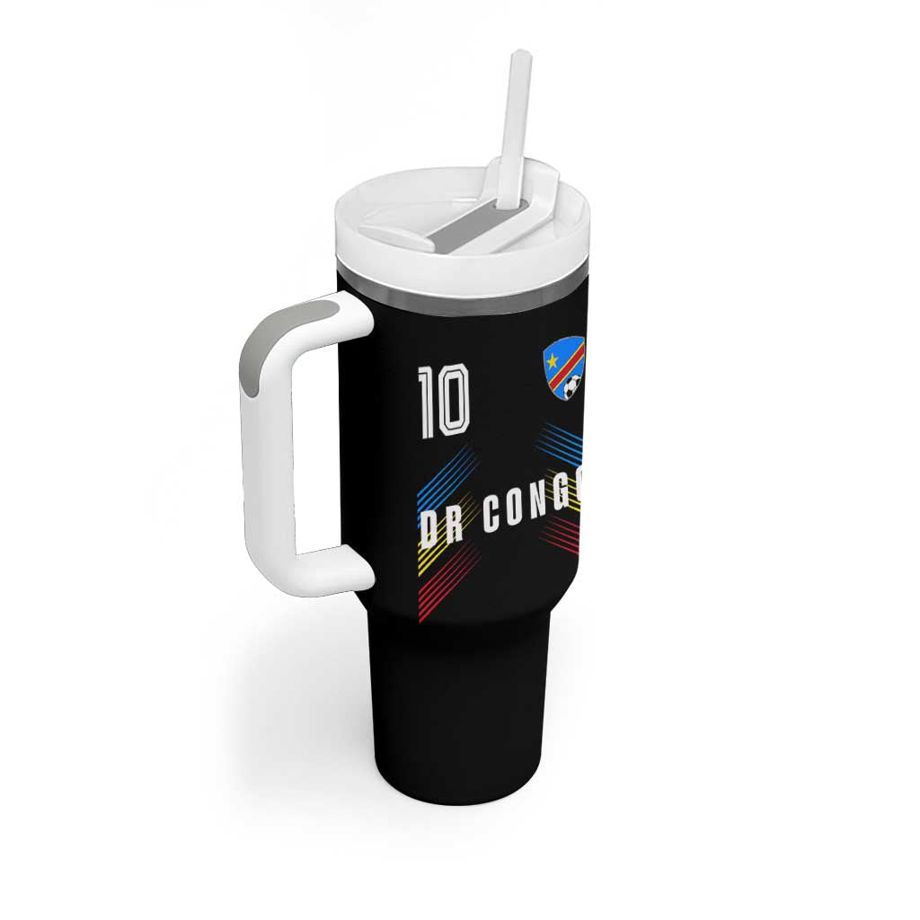 DR Congo Soccer Sports Graphic Number 10 Jersey Style Tumbler With Handle Proud Congolese Football Fans Game Day Pride