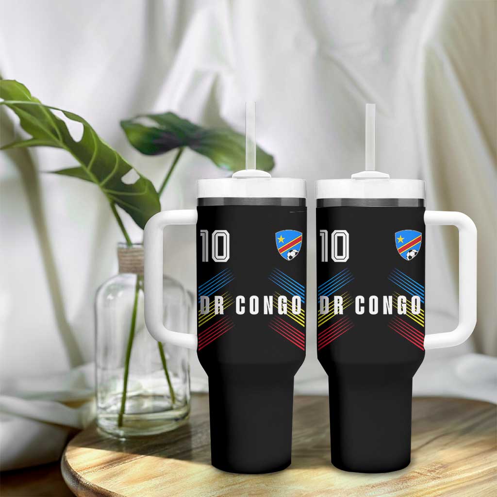 DR Congo Soccer Sports Graphic Number 10 Jersey Style Tumbler With Handle Proud Congolese Football Fans Game Day Pride