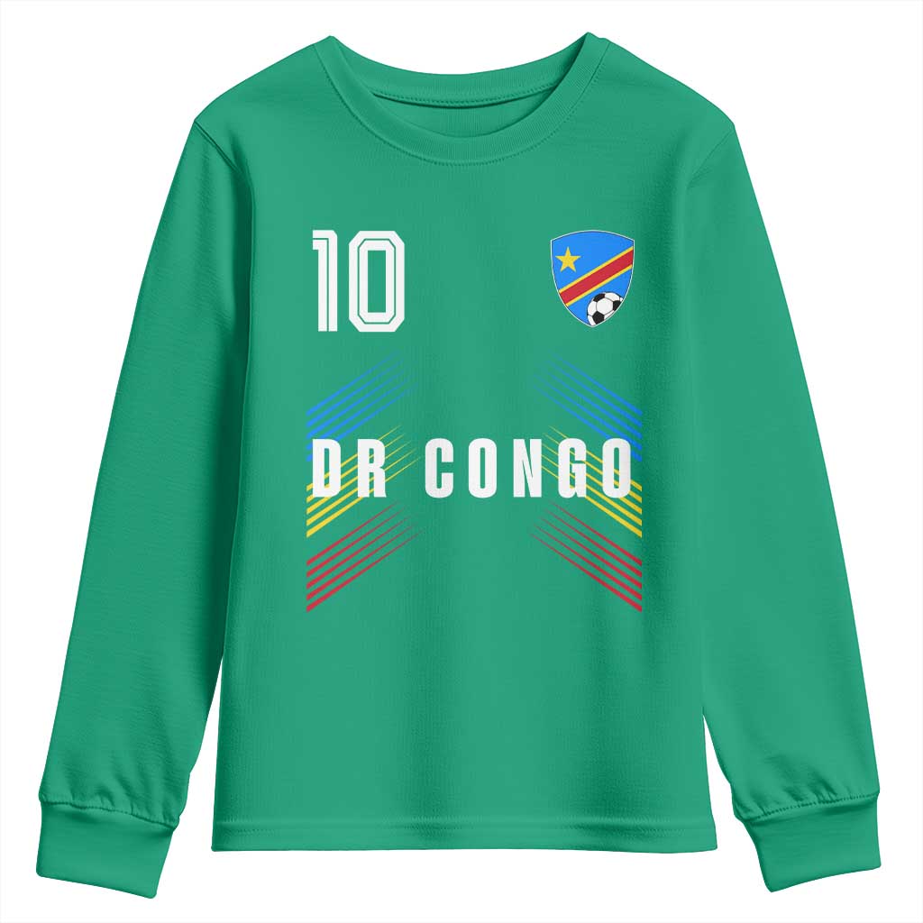 DR Congo Soccer Sports Graphic Number 10 Jersey Style Youth Sweatshirt Proud Congolese Football Fans Game Day Pride