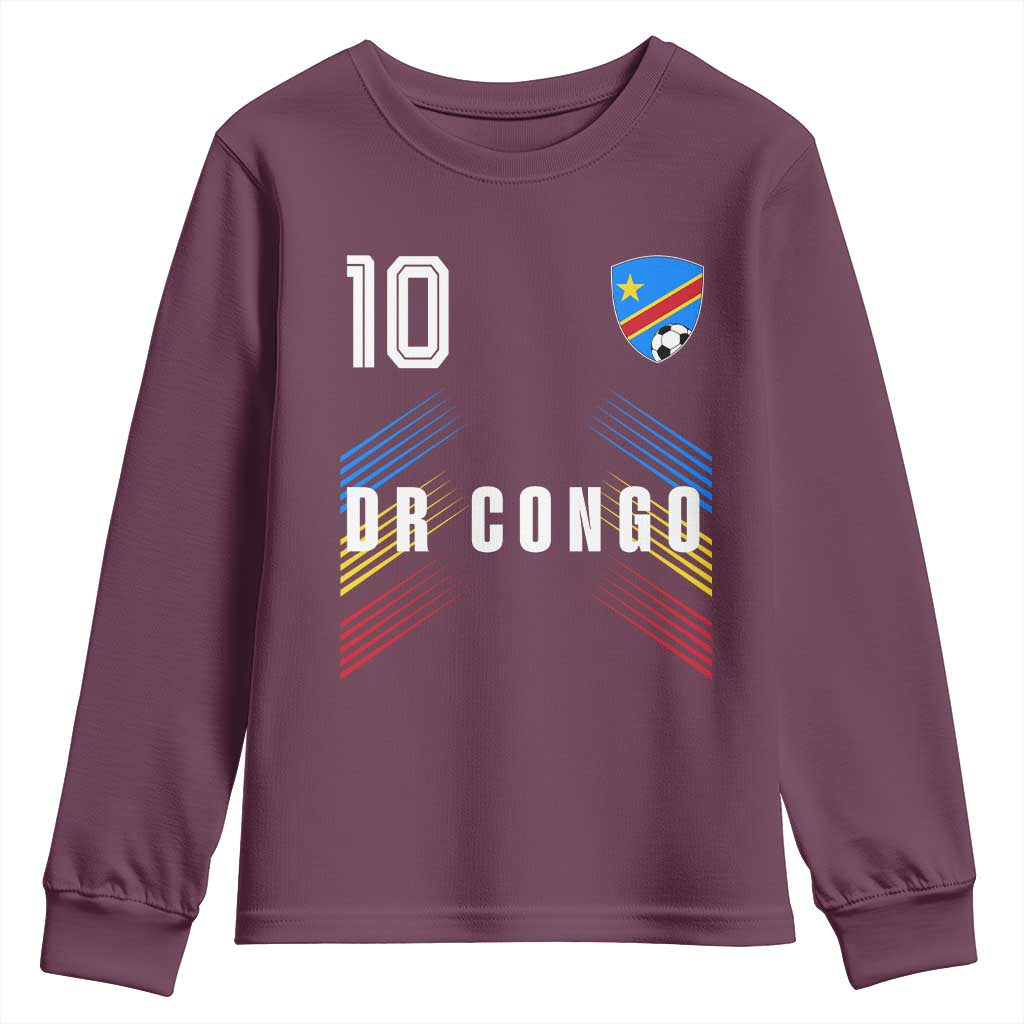 DR Congo Soccer Sports Graphic Number 10 Jersey Style Youth Sweatshirt Proud Congolese Football Fans Game Day Pride