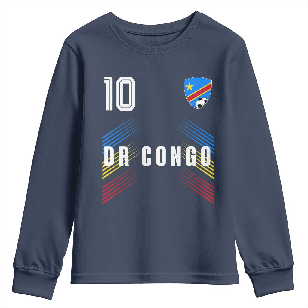DR Congo Soccer Sports Graphic Number 10 Jersey Style Youth Sweatshirt Proud Congolese Football Fans Game Day Pride