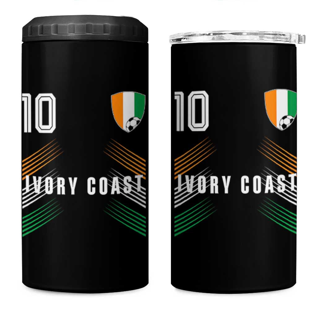 Ivory Coast Soccer Sports Graphic Number 10 Jersey Style 4 in 1 Can Cooler Tumbler Proud Ivorian Cote d'Ivoire Football Fans Game Day Pride