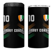 Ivory Coast Soccer Sports Graphic Number 10 Jersey Style 4 in 1 Can Cooler Tumbler Proud Ivorian Cote d'Ivoire Football Fans Game Day Pride