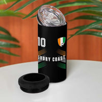 Ivory Coast Soccer Sports Graphic Number 10 Jersey Style 4 in 1 Can Cooler Tumbler Proud Ivorian Cote d'Ivoire Football Fans Game Day Pride