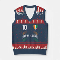 Ivory Coast Soccer Sports Graphic Number 10 Jersey Style V-Neck Knit Sweater Vest Proud Ivorian Cote d'Ivoire Football Fans Game Day Pride