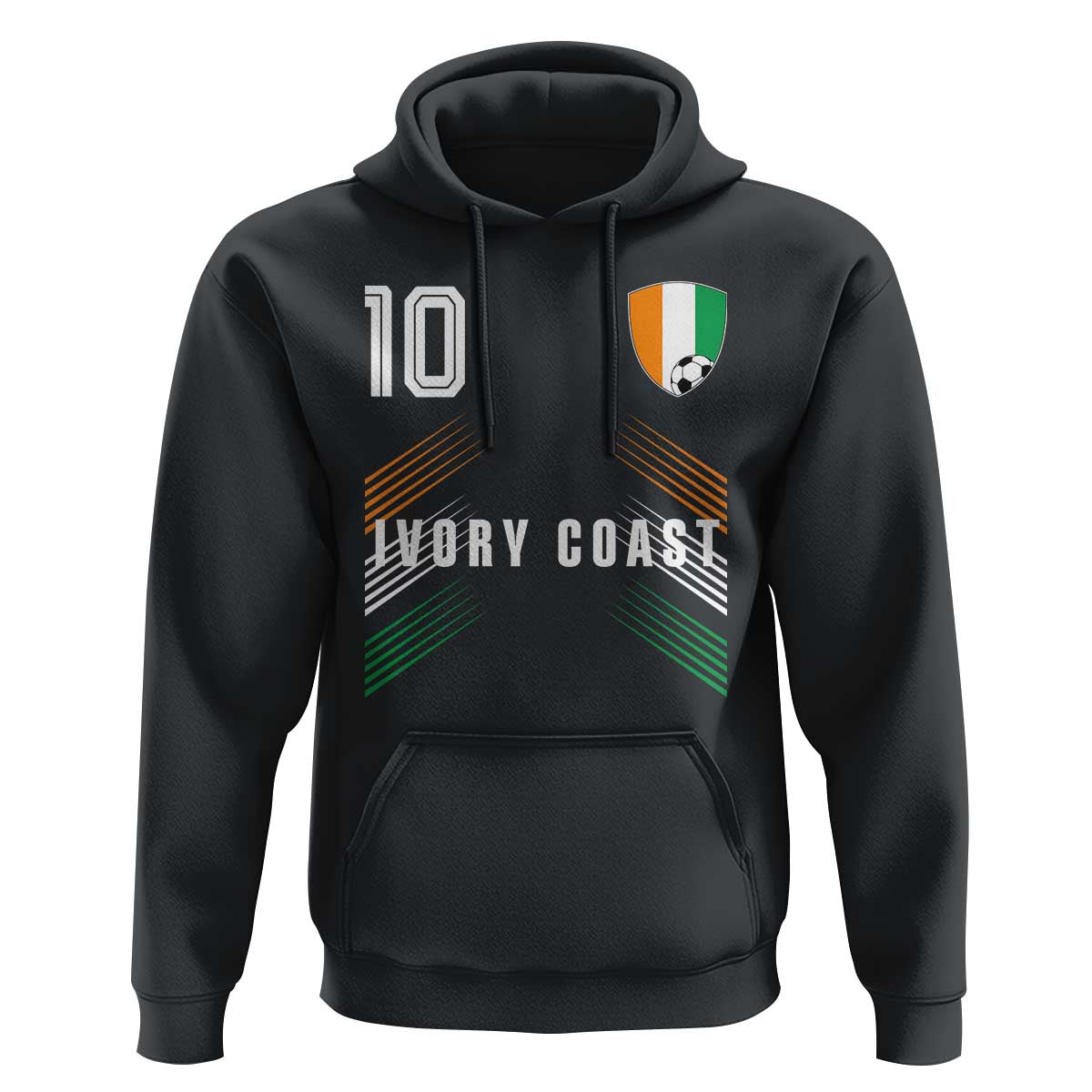 Ivory Coast Soccer Sports Graphic Number 10 Jersey Style Hoodie Proud Ivorian Cote d'Ivoire Football Fans Game Day Pride